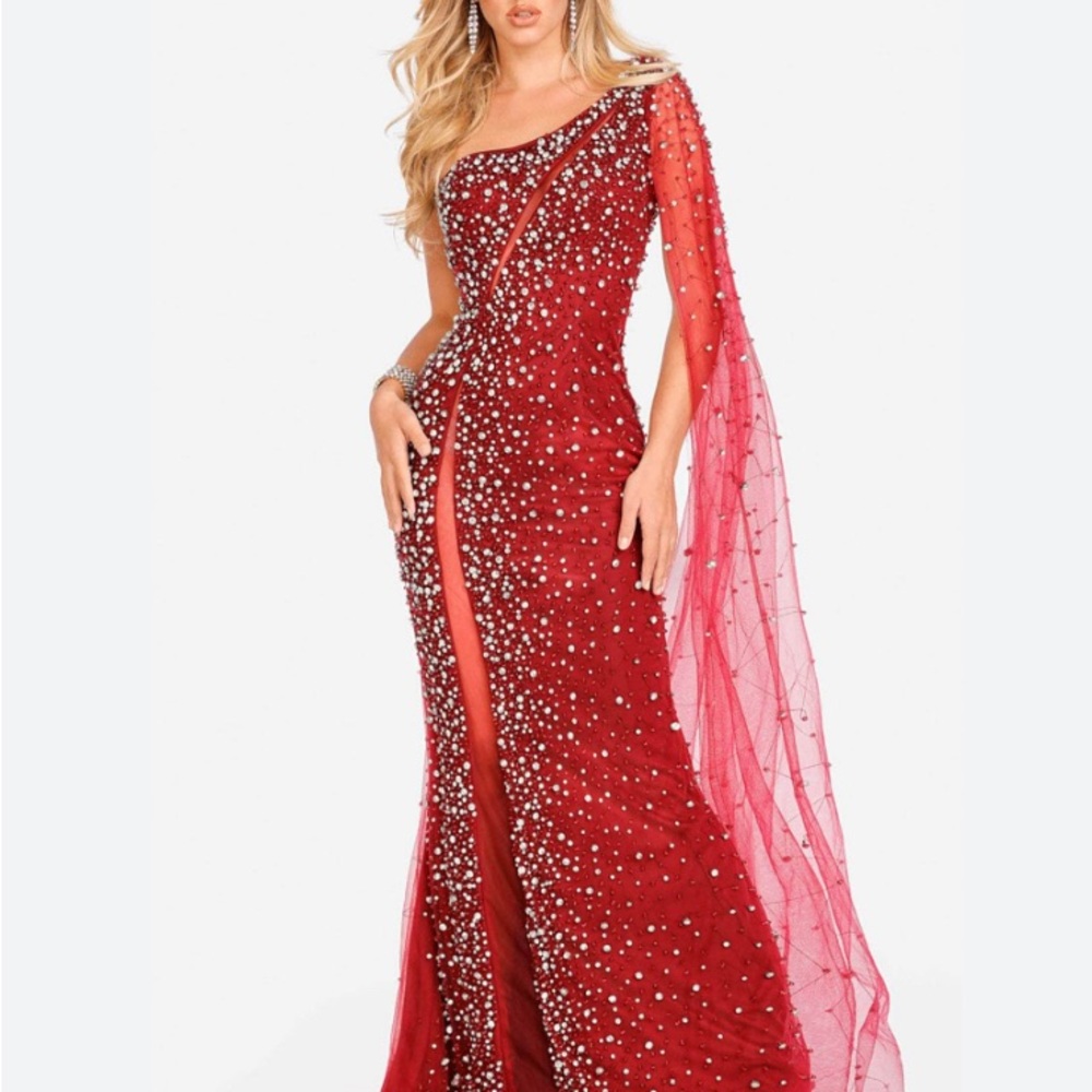 Tulle Pageant Dress With One Shoulder Cape Sleeve – 231GL0401